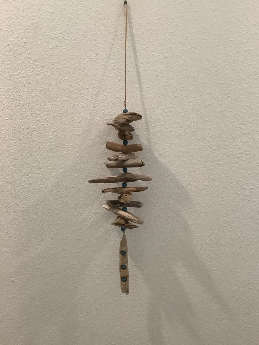 Driftwood Art, Driftwood Beaded Mobile, Driftwood Mobile, Coastal Decor